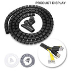 2M Cable Organizer Cable Tube Clip Flexible Spiral Wire Protector Computer Cord Protective Tube Clip Desk Tidy Management Tools