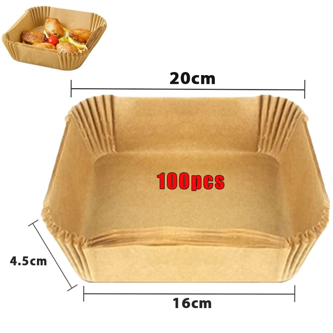 Air Fryer Paper 100pcs Disposable Air Frying Baking Paper Round Square Air Fryer Liners Baking Paper Air Fryer Accessories 50pcs