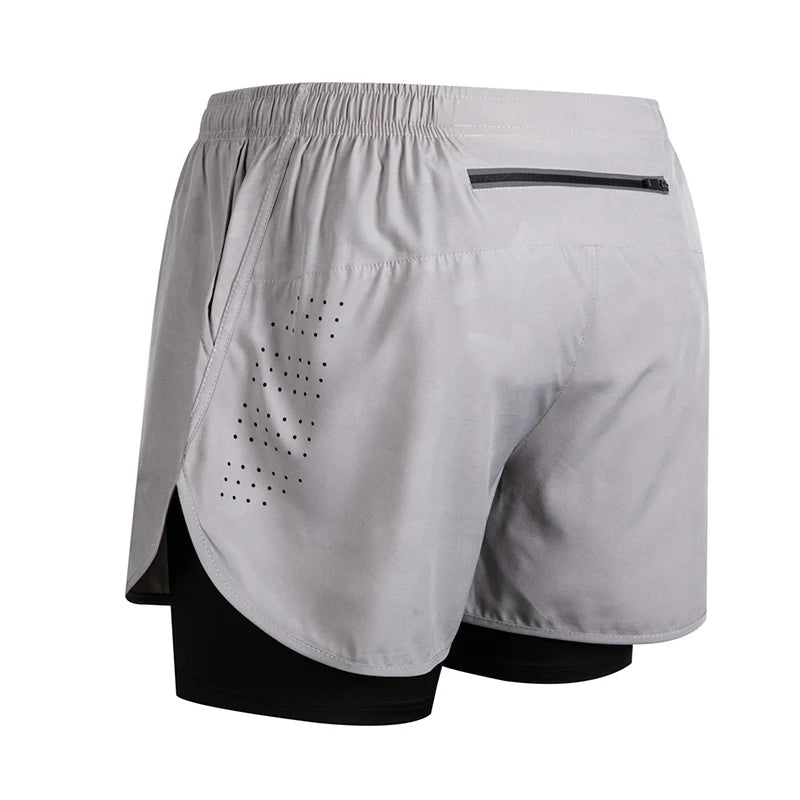 Men's Running Shorts Quick-drying Fitness Black Double Layer Shorts Men New Sport Workout Training Bodybuilding Short Pants