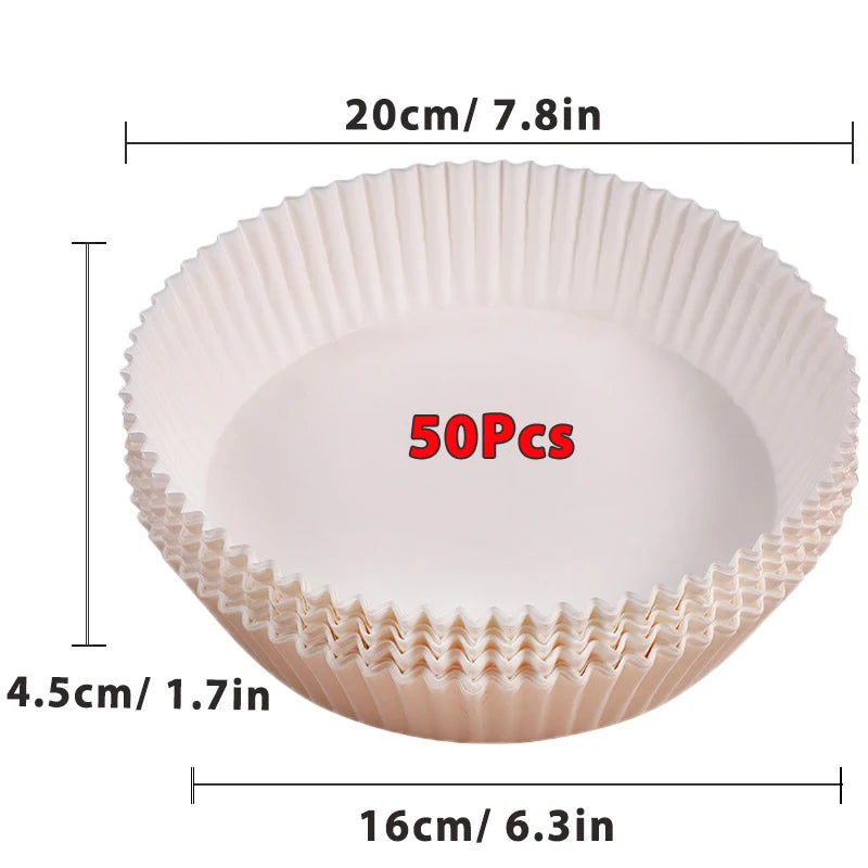 Air Fryer Paper 100pcs Disposable Air Frying Baking Paper Round Square Air Fryer Liners Baking Paper Air Fryer Accessories 50pcs