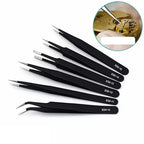 6pcs Precision Long Tweezers Set ESD Anti-Static Stainless SteelTweezers Repair Tools For Electronics Repair Soldering Craft