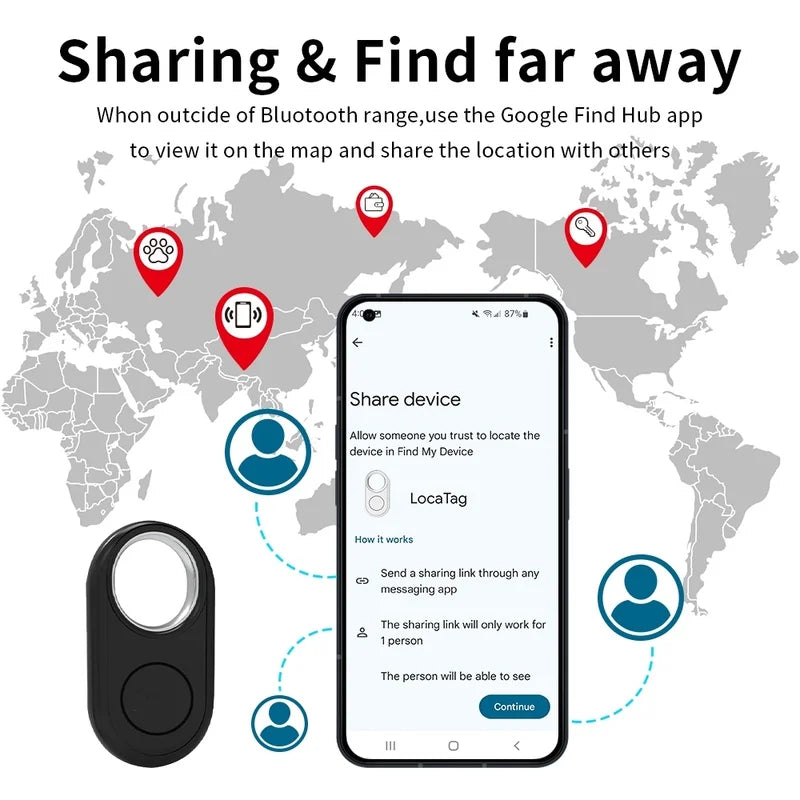 Positioning Far Away Tracker Long-Distance Finder for Android Google's Find Hub Voice Locate Smart Tag for Pixel Motorola GMS