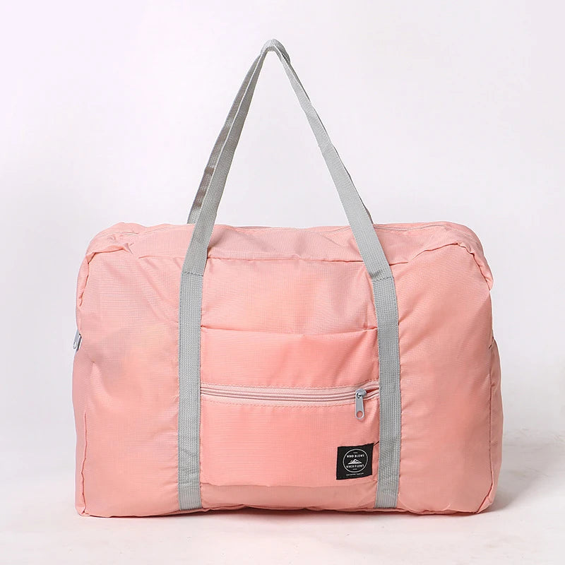 Solid Color Waterproof Folding Travel Bag Lightweight Large Capacity Luggage Bag