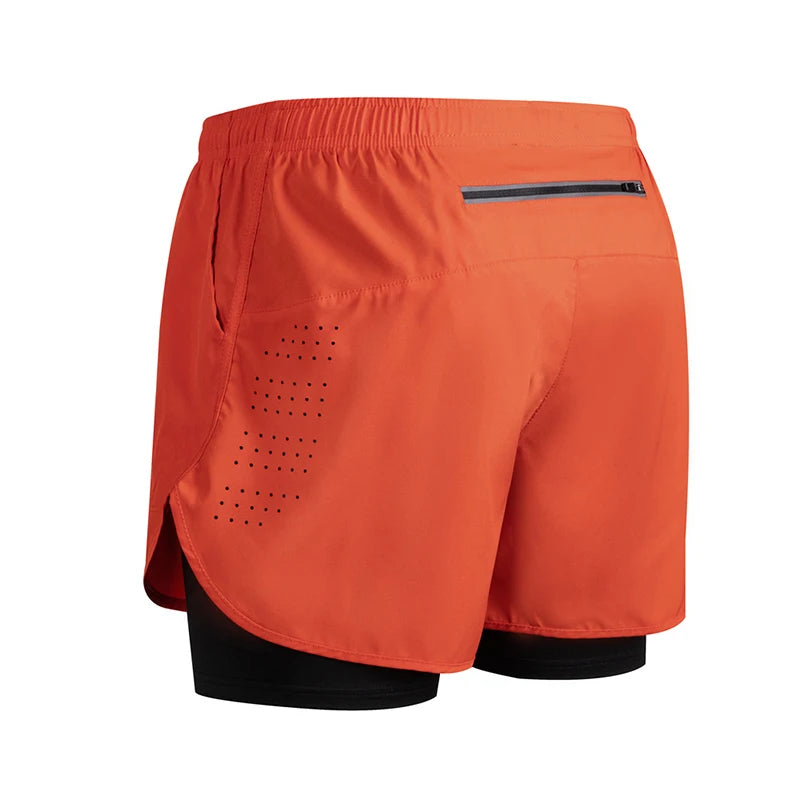Men's Running Shorts Quick-drying Fitness Black Double Layer Shorts Men New Sport Workout Training Bodybuilding Short Pants