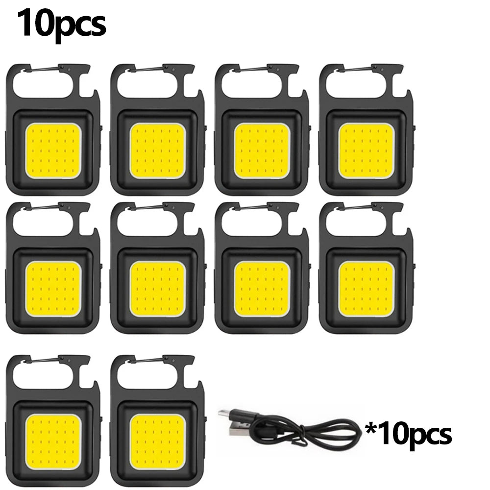 Super Bright MINI COB Keychain Flashlight Charging Lamp Camping Lights with Magnet 3 Lighting Modes for Camping Home