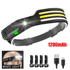 6 Modes LED Induction Headlamp COB Sensor Head Lamp Rechargeable Built-in Battery Flashlight Outdoor Work Lighting Headlights