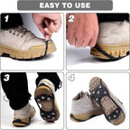 Upgrade 1Pair Climbing Shoe Spikes for  Grip Walk Traction Cleats 8-Teeth for Outdoor Enthusiasts Men Women Adults