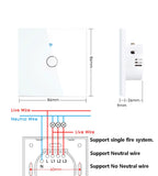 WiFi Smart Switch EU Light Wall Touch Switch 220V No Need Neutral Wire Tuya Smart Life Work with Alexa Google Home 1/2/3Gang