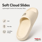 Rafford Bear Print Slides Soft Non-Slip Quick-Dry Unisex Sandals for Home Bathroom Dorm Couples Summer Shoes