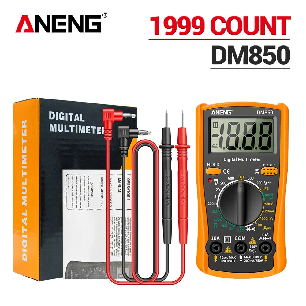 Smart Digital Multimeter Automatic 1999 Count AC/DC Current Voltage Handheld ANENG DM850 Buzzer Resistance Diode Electrician Tes