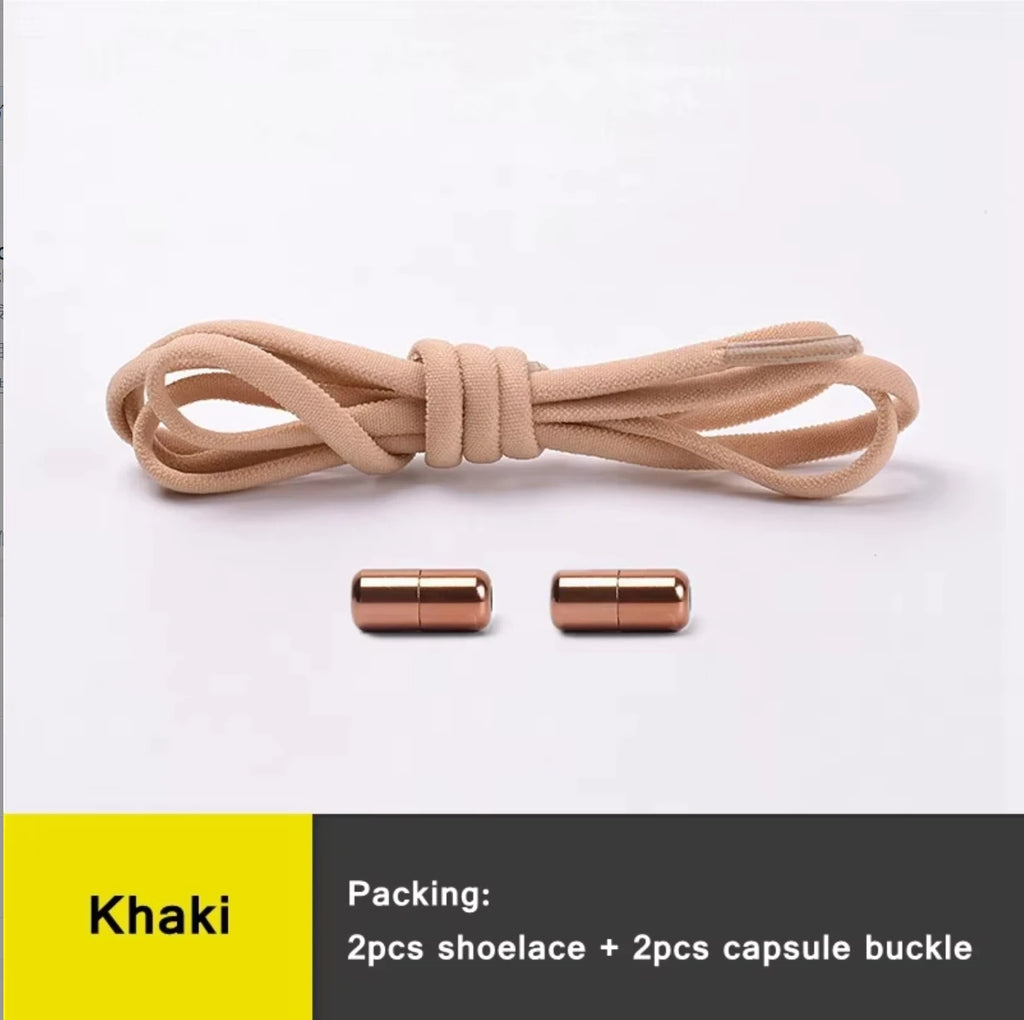 1 Pair Non-Removable Shoelaces Capsule Buckle Elastic Design for Fashionable Board and Sports Shoes