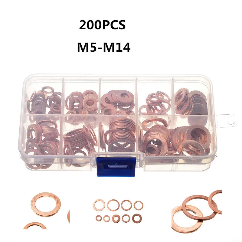 300/280/200/100Pcs Washer Copper Sealing Solid Gasket Washer Sump Plug Oil For Boat Crush Flat Seal Ring Tool