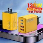 120W Total Fast Charging Quick Charger PD USB Type-C Wall Adapter for iPhone 16/15/14 Xiaomi Huawei Redmi Oneplus  Phone Charger