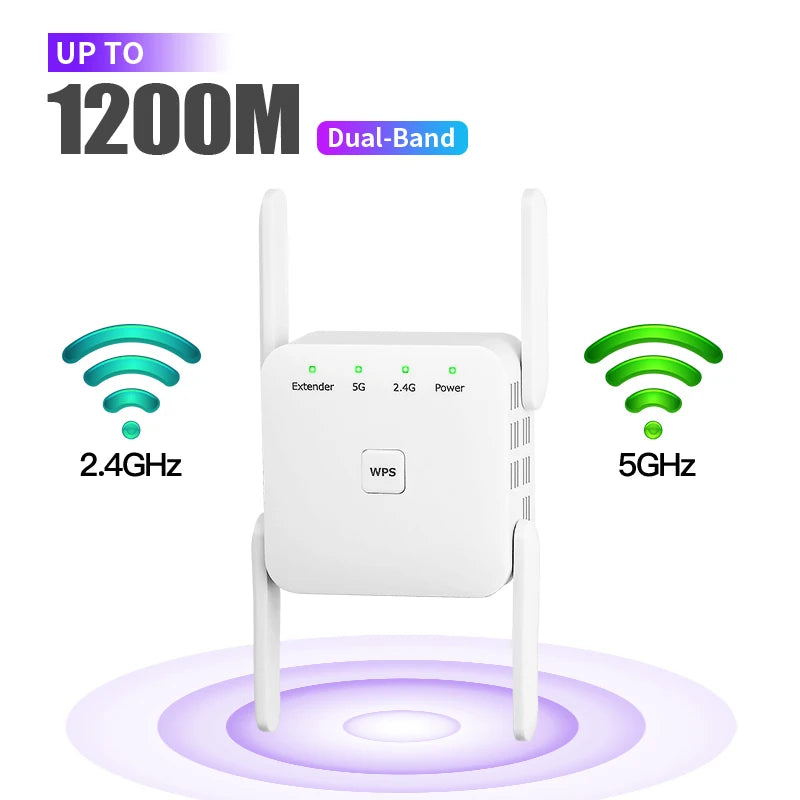 5Ghz WiFi Repeater AC1200 Wi-Fi Booster WiFi Extender Amplificateur 2.4G/5GHz Wi-Fi Signal Booster Point d'accès réseau longue portée