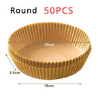 Air Fryer Paper 100pcs Disposable Air Frying Baking Paper Round Square Air Fryer Liners Baking Paper Air Fryer Accessories 50pcs