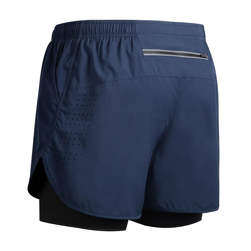 Men's Running Shorts Quick-drying Fitness Black Double Layer Shorts Men New Sport Workout Training Bodybuilding Short Pants