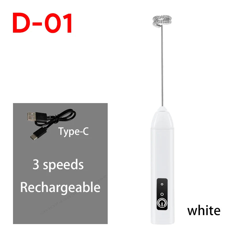MINl Mik Frother USB Rechargeable 3 Vitesses Mousse Machine À Café Mélangeur À Poignée Électrique Mélangeur D'œufs Beater Outils De Cuisson Chauds