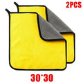 1/2/6/10pcs Microfiber Cleaning Towel Thicken Soft Drying Cloth Car Body Washing Towels Double Layer Clean Rags Car Accessories