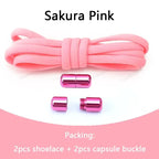 1 Pair Non-Removable Shoelaces Capsule Buckle Elastic Design for Fashionable Board and Sports Shoes