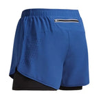 Men's Running Shorts Quick-drying Fitness Black Double Layer Shorts Men New Sport Workout Training Bodybuilding Short Pants