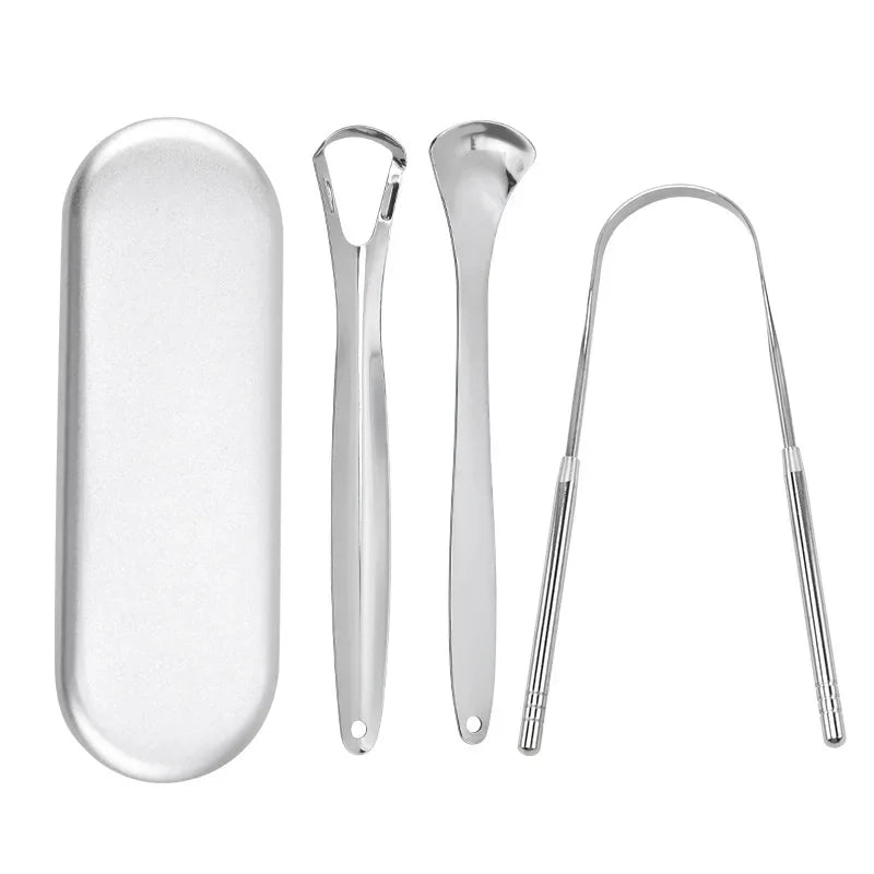 Outils de soins oraux en acier inoxydable, Brosse de langue de mauvaise haleine