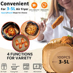 Air Fryer Paper 100pcs Disposable Air Frying Baking Paper Round Square Air Fryer Liners Baking Paper Air Fryer Accessories 50pcs