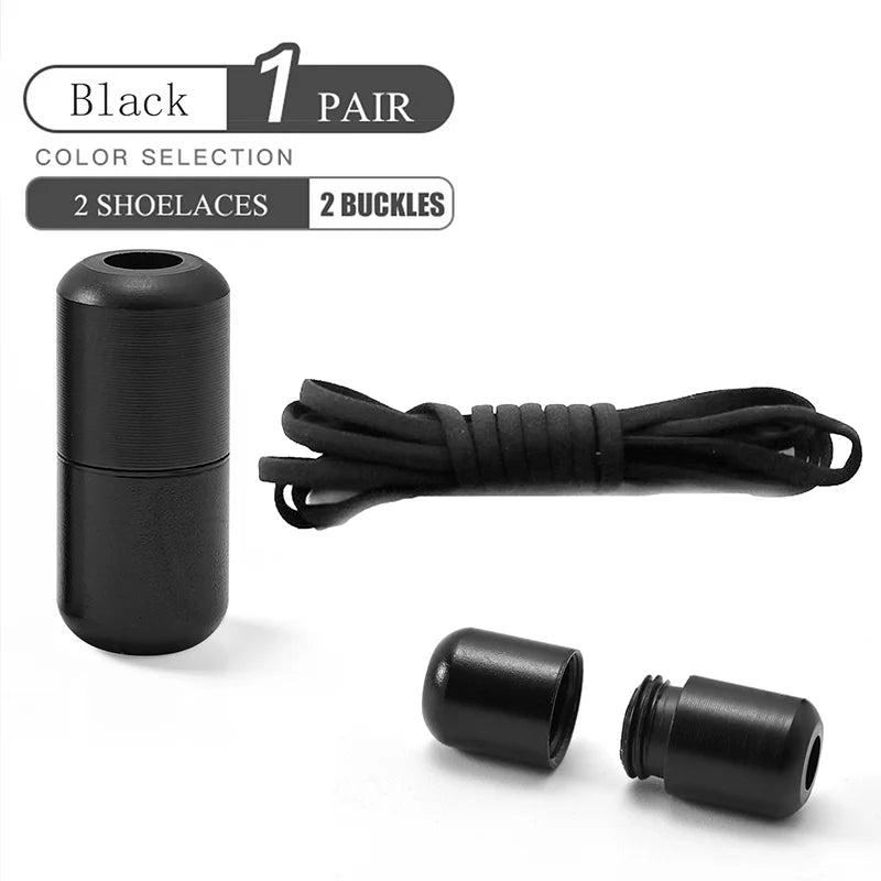 1 Pair Non-Removable Shoelaces Capsule Buckle Elastic Design for Fashionable Board and Sports Shoes