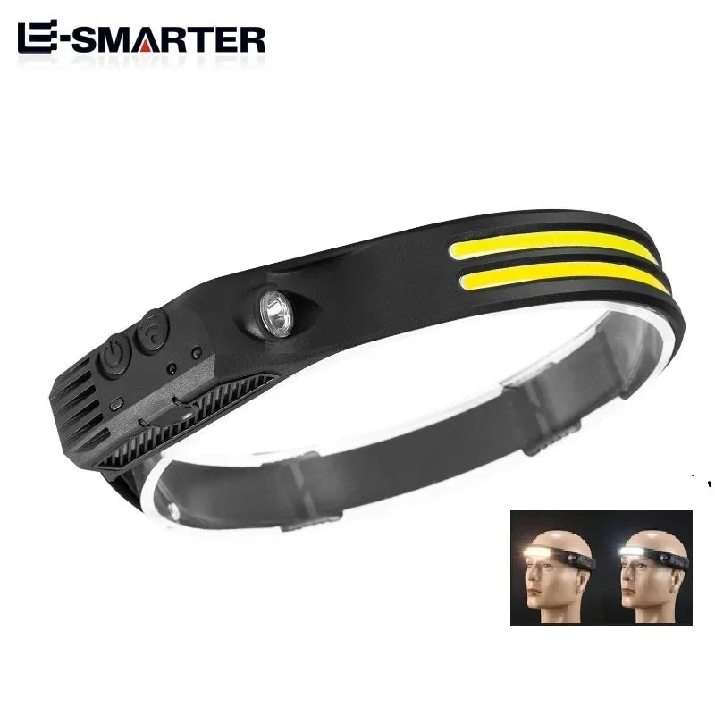 6 Modes LED Induction Headlamp COB Sensor Head Lamp Rechargeable Built-in Battery Flashlight Outdoor Work Lighting Headlights
