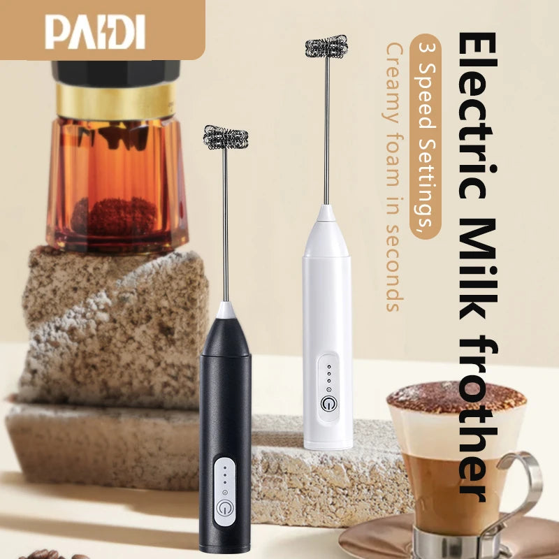 MINl Mik Frother USB Rechargeable 3 Vitesses Mousse Machine À Café Mélangeur À Poignée Électrique Mélangeur D'œufs Beater Outils De Cuisson Chauds