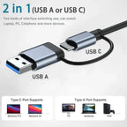 TYPE-C Hub USB3.0 Hub 8 in 2 USB Extender with SD/TF Card Reader& 3.5mm Audio Jack for MacBook/PC/Laptop/Tablet Devices Splitter