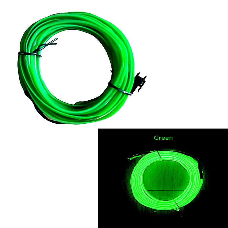 1M/3M/5M Neon LED Car Interior Decorative Lamps Strips USB Drive For DIY Decorative Dashboard Console Ambient Light Cold Light