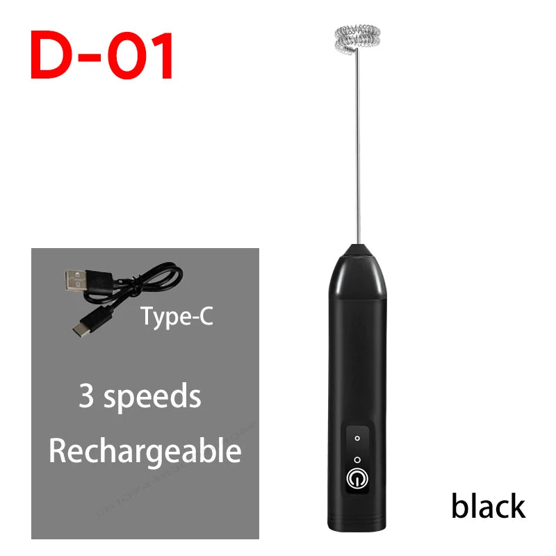 MINl Mik Frother USB Rechargeable 3 Vitesses Mousse Machine À Café Mélangeur À Poignée Électrique Mélangeur D'œufs Beater Outils De Cuisson Chauds