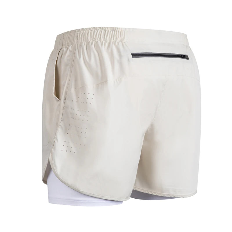 Men's Running Shorts Quick-drying Fitness Black Double Layer Shorts Men New Sport Workout Training Bodybuilding Short Pants