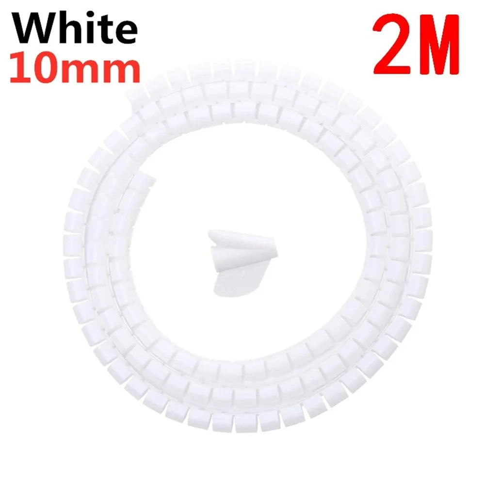 2M Cable Organizer Cable Tube Clip Flexible Spiral Wire Protector Computer Cord Protective Tube Clip Desk Tidy Management Tools