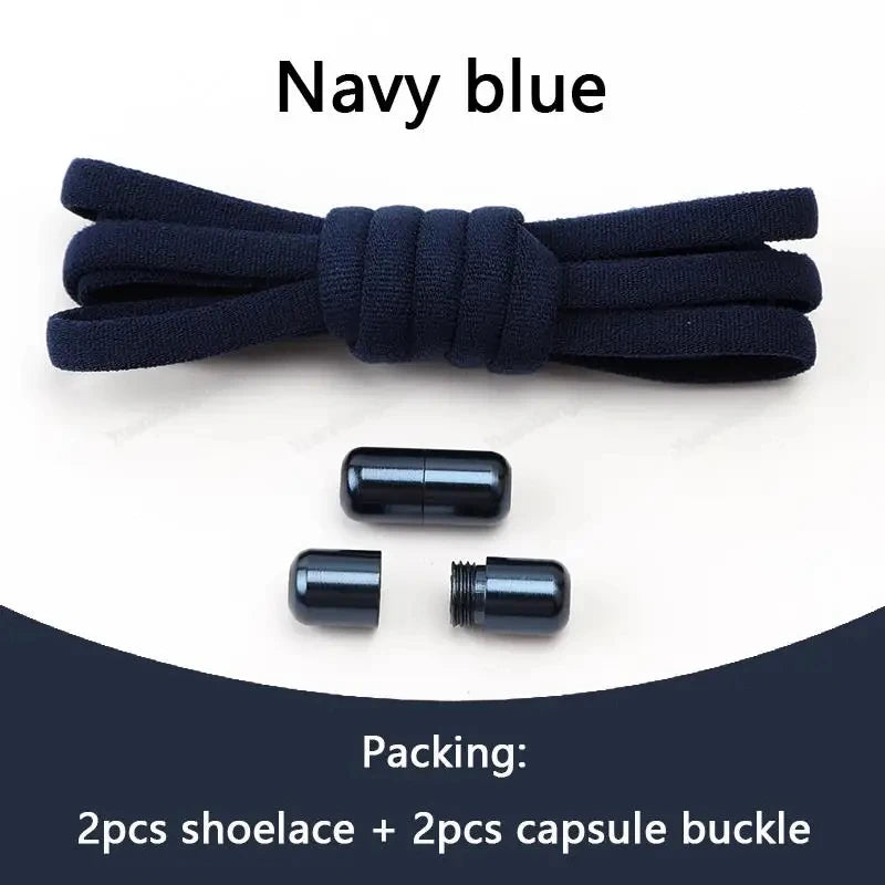 1 Pair Non-Removable Shoelaces Capsule Buckle Elastic Design for Fashionable Board and Sports Shoes