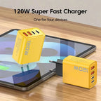 120W Total Fast Charging Quick Charger PD USB Type-C Wall Adapter for iPhone 16/15/14 Xiaomi Huawei Redmi Oneplus  Phone Charger