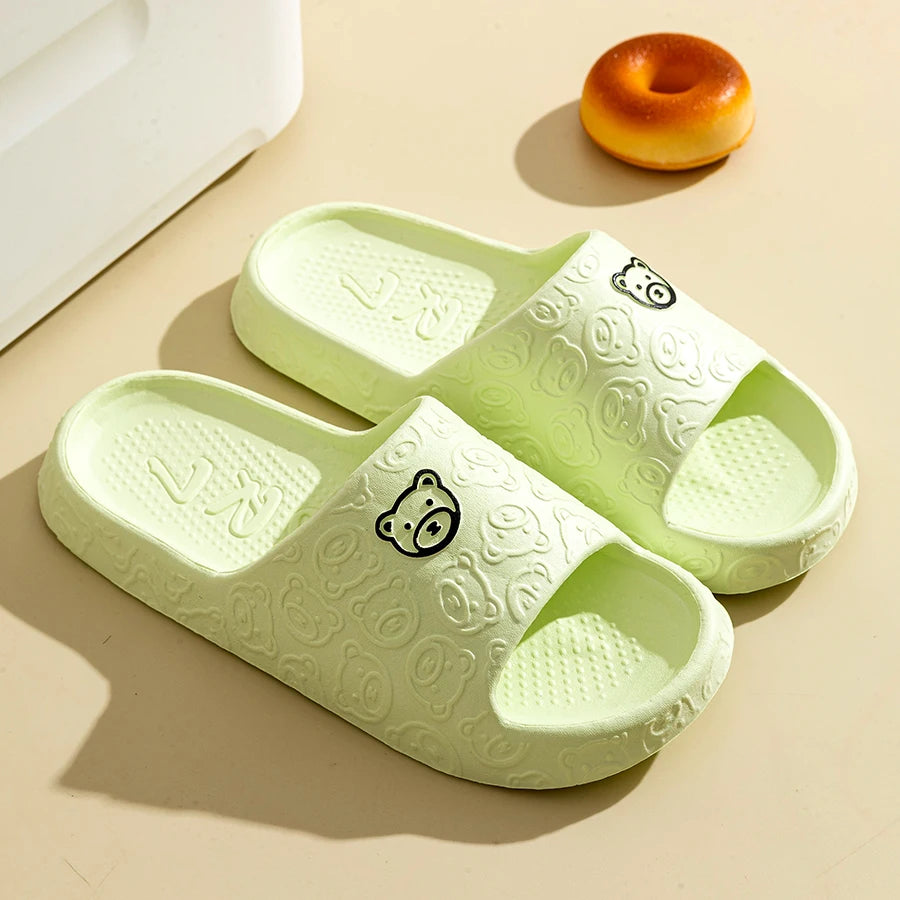 Rafford Bear Print Slides Soft Non-Slip Quick-Dry Unisex Sandals for Home Bathroom Dorm Couples Summer Shoes