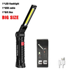 Lampe de travail LED COB rechargeable USB, torche d’inspection magnétique avec crochet luminosité réglable, batterie 18650 outil
