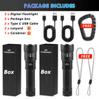 High Strong Power Led Flashlights 2000LM Tactical Torch with Display Light USB Charging Camping Fishing Emergency Zoom Lantern