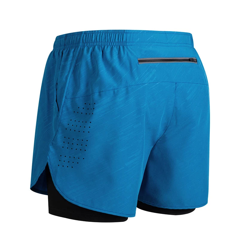 Men's Running Shorts Quick-drying Fitness Black Double Layer Shorts Men New Sport Workout Training Bodybuilding Short Pants