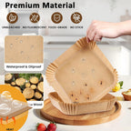 Air Fryer Paper 100pcs Disposable Air Frying Baking Paper Round Square Air Fryer Liners Baking Paper Air Fryer Accessories 50pcs