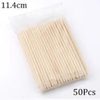 100/50Pcs Orange Wood Nail Sticks Double Sided Cuticle Pusher Remover Rhinestones Dotting Tools Nail Art Manicure Pedicure Care