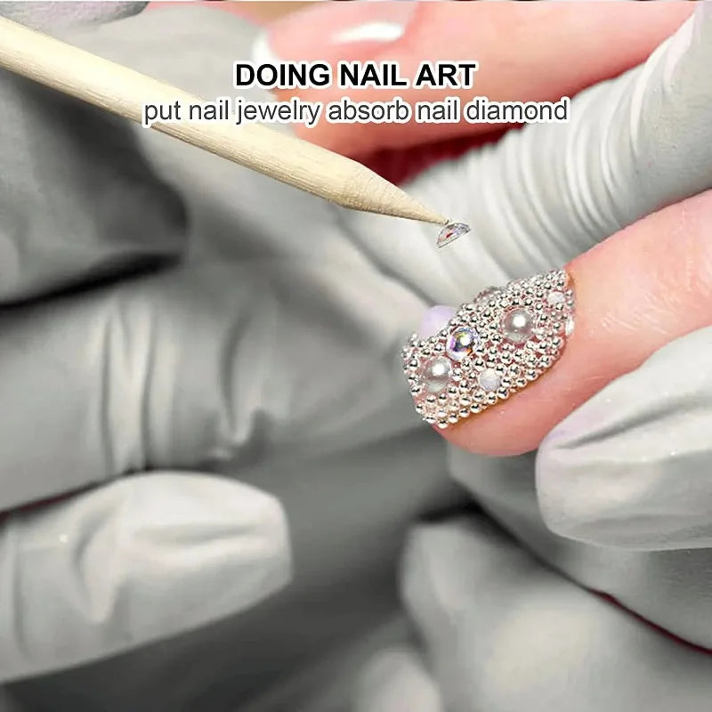 100/50Pcs Orange Wood Nail Sticks Double Sided Cuticle Pusher Remover Rhinestones Dotting Tools Nail Art Manicure Pedicure Care