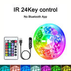 RGB LED Strip Light 1-40m with Music Sync, 44-Key Remote & APP Control, 5V USB Flexible Tape for Home TV Backlight Decor