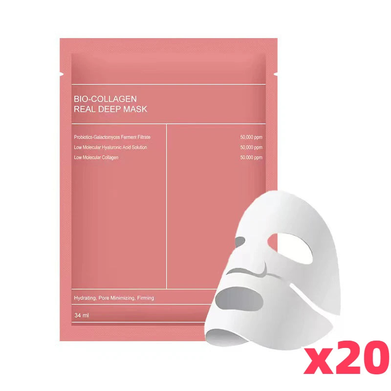 1/5/10PCs Bio Collagen Face Mask Shrink Pores Deep Hydrating Overnight Mask Moisturizing Refreshing Brightening Face Skin Care