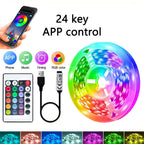 RGB LED Strip Light 1-40m with Music Sync, 44-Key Remote & APP Control, 5V USB Flexible Tape for Home TV Backlight Decor