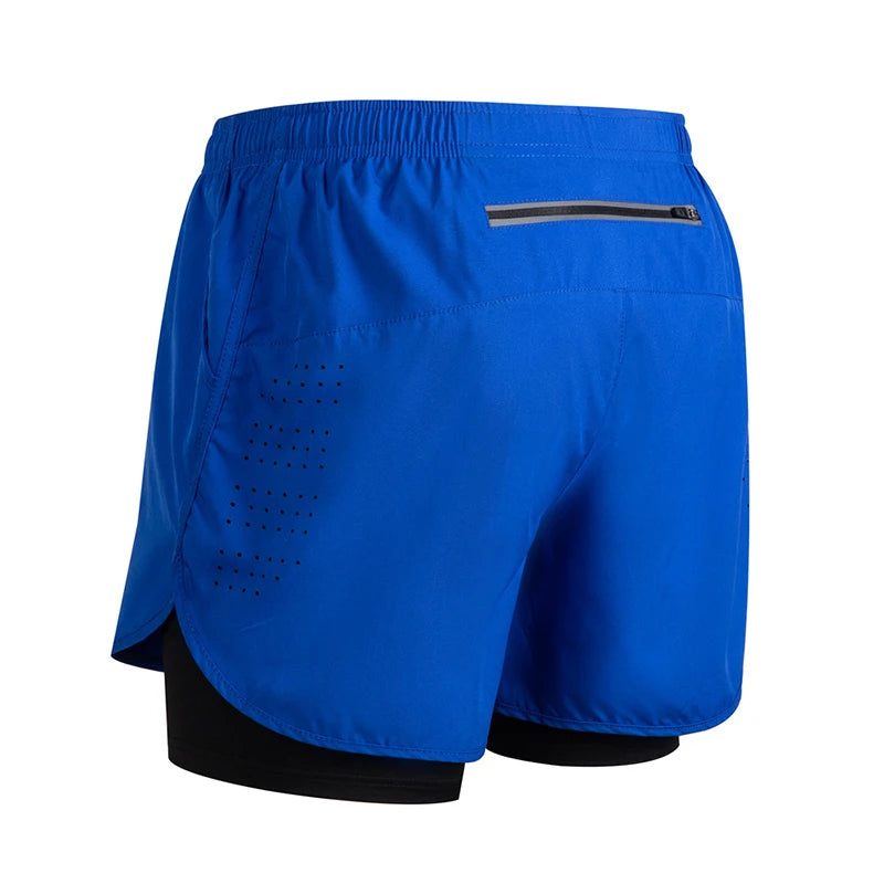 Men's Running Shorts Quick-drying Fitness Black Double Layer Shorts Men New Sport Workout Training Bodybuilding Short Pants