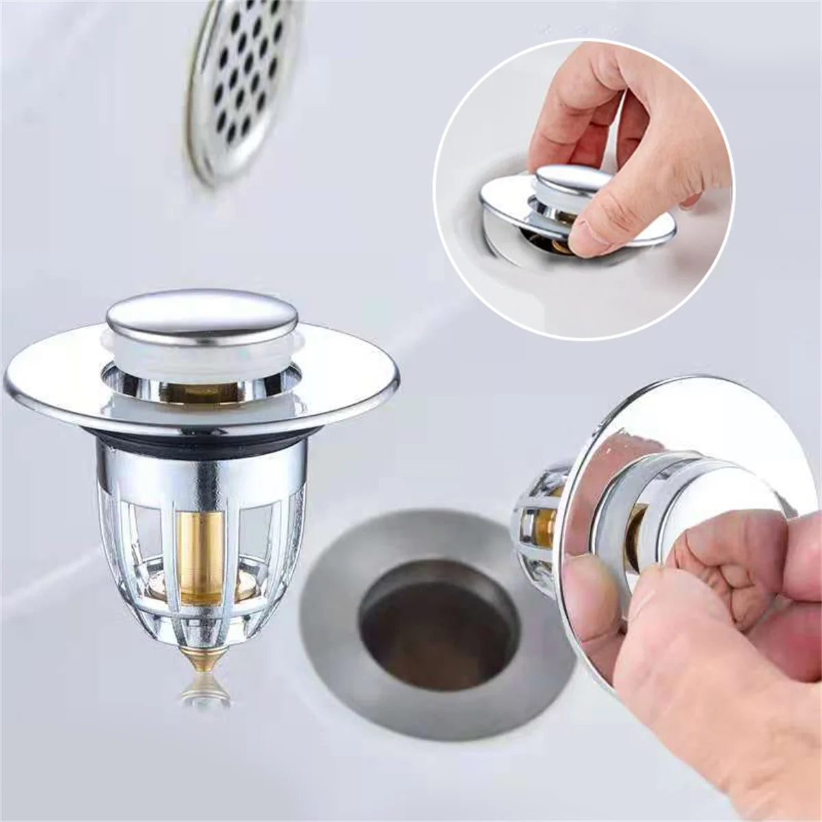 Évier Filtre avec Cliquet Cheveux Salle de bain