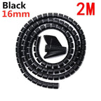 2M Flexible Spiral Cable Protector Wire 10/16mm Storage Wire Protection Cover Computer Cord Clip Organizer Management Tool