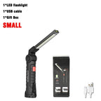 Lampe de travail LED COB rechargeable USB, torche d’inspection magnétique avec crochet luminosité réglable, batterie 18650 outil